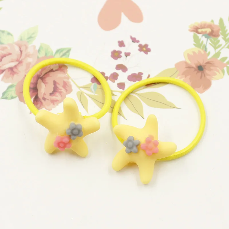 12PC Yellow Starfish 12 шт./лот 3 см Детские резинки для волос аксессуары для волос модные милые резинки для волос Веревка для девочек детские головные уборы - Цвет: 12PC Yellow Starfish