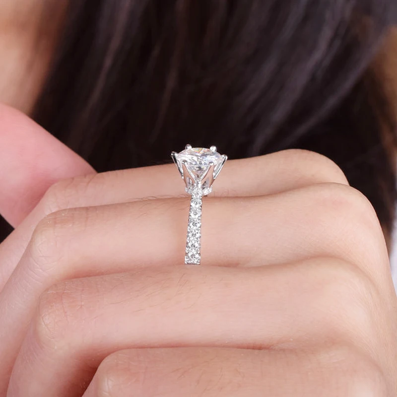18 K Au750 Белое золото D Цвет VVS 6,5 мм 1.0ct Настоящее Moissanite алмазное обручальное кольцо подарок для женщин Искрящийся