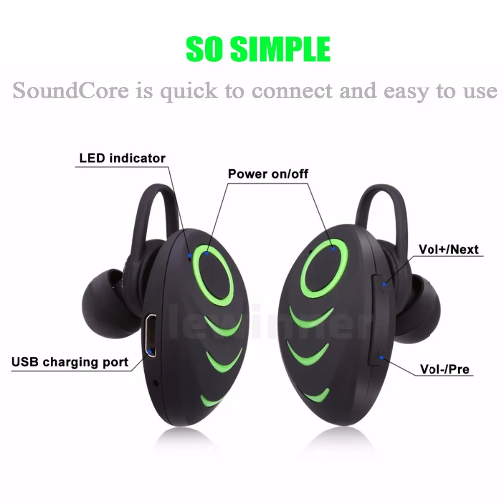 Beetle Беспроводная bluetooth-гарнитура, стерео мини-наушники-вкладыши для музыки, спортивные невидимые свободные руки с микрофоном для телефона, планшета, ПК