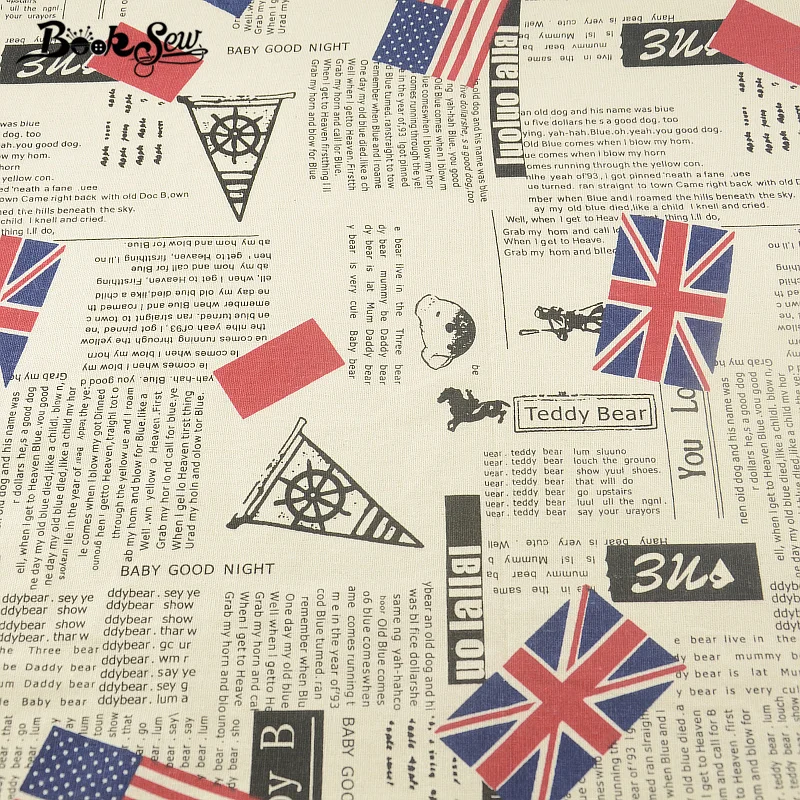 Booksew хлопок белье Ткань печатных газеты. Стиль Текстиль для дома Вышивание