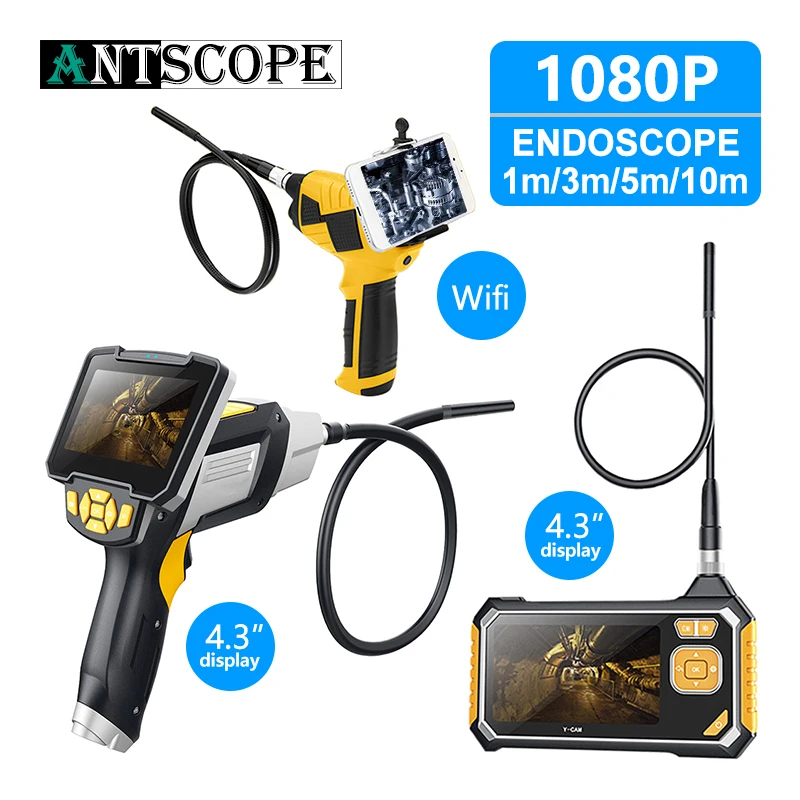 Antscope 4.3 inch Industrial Endoscope Wif Inspection Camera for Auto Repair Tool Snake Hard Handheld 1080P Android | Безопасность и