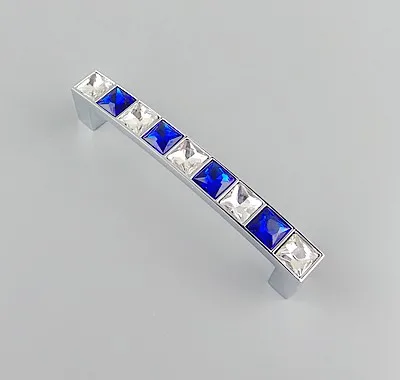 Dark blue 96mm Супер блестящие хрустальные алмазные ручки мебель раздвижные двери выдвижной ящик шкаф кухонные шкафы шкаф комод ручки - Цвет: Dark blue 96mm