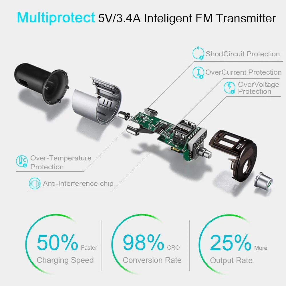 Автомобильный Bluetooth fm-передатчик беспроводной комплект Hands Free MP3 музыкальный плеер Поддержка TF карты 5 в 2.5A USB FM модулятор