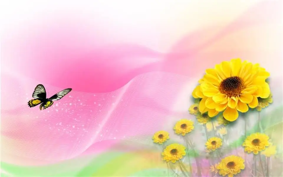 Пользовательские 3d фото обои комната росписи Подсолнух Бабочка Мечта Фото Диван