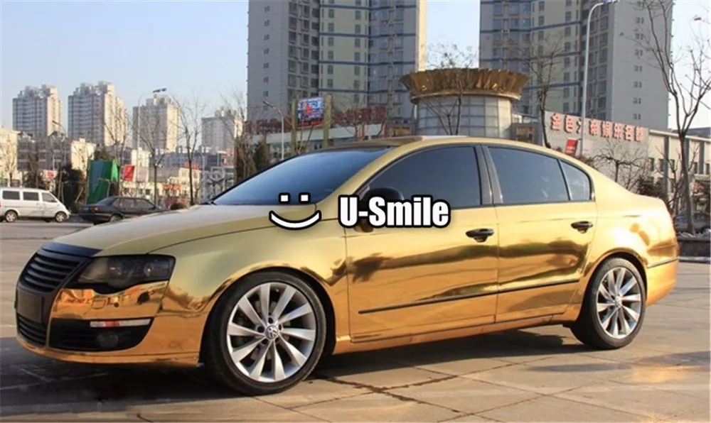 

GOLD CHROME MIRROR Vinyl Wrap Sticker Decal Sheet Air Bubble Free