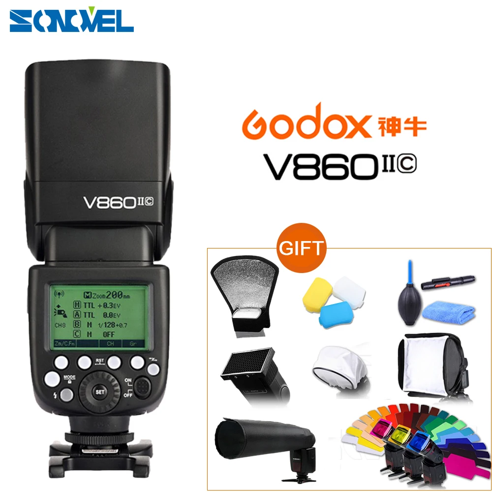 Фотовспышка Godox Ving V860II C HSS 1/8000 литий ионная батарея для Canon 850D 800D 760D 7D 5Ds 5D4 6D2 5D3 7D2 + 10