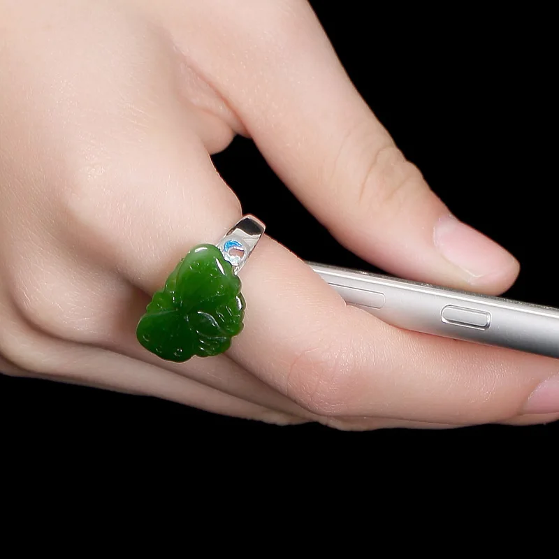 Original Ring Silver Women 925 Sterling silver Rings Handmade Jade Butterfly Jewelry Vintage Adjustable rings | Украшения и