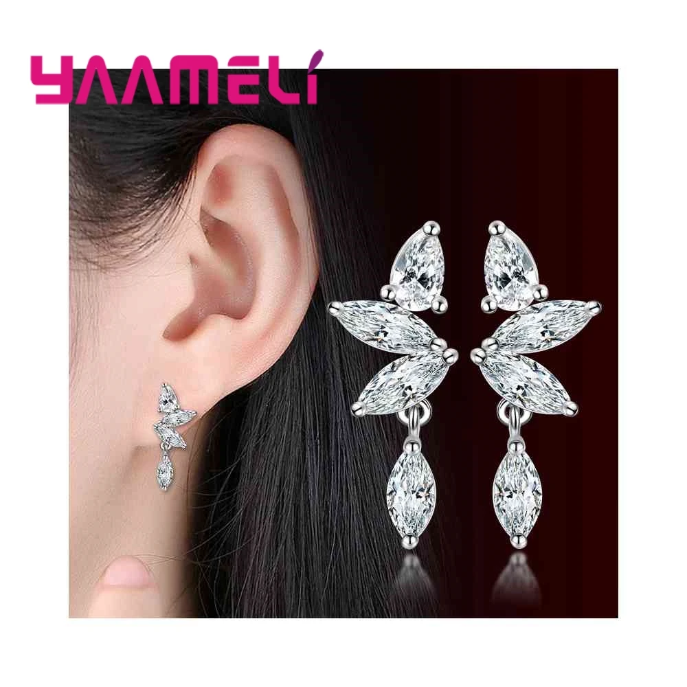 Оптовая продажа длинные висячие серьги из стерлингового серебра 925 пробы с ярким