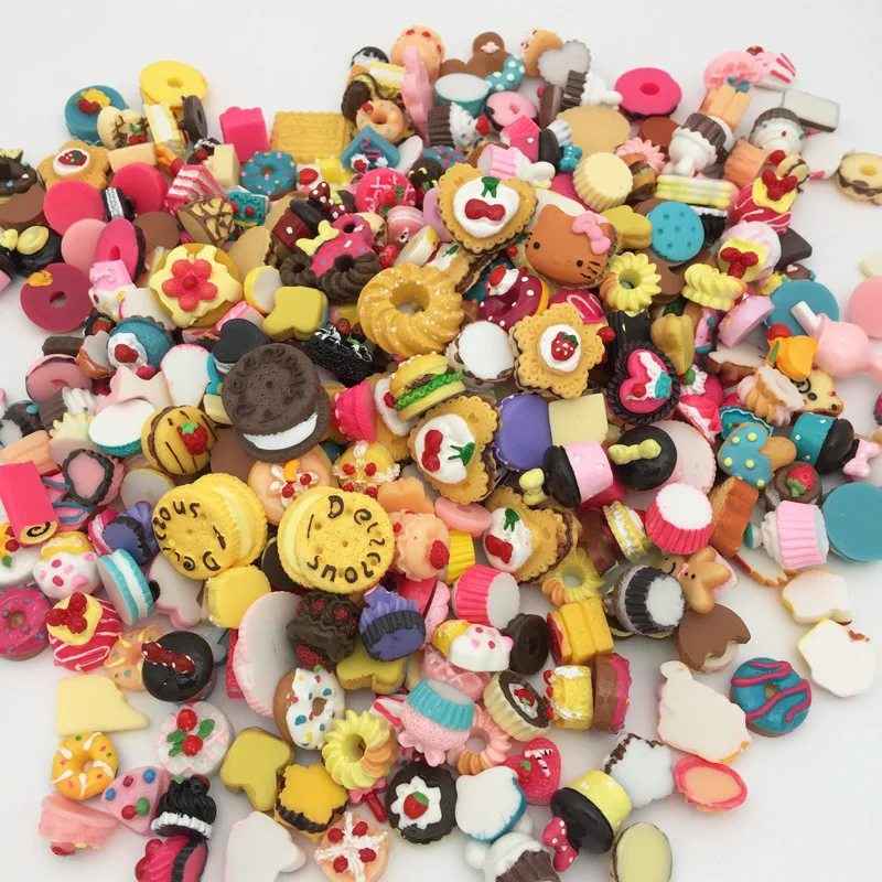 Promotion 20Pcs Mix Cute Kawaii Dessert Food Cake Resin Flatback Cabochons DIY For Phone Deco Scrapbooking Free Shipping Charms | Украшения