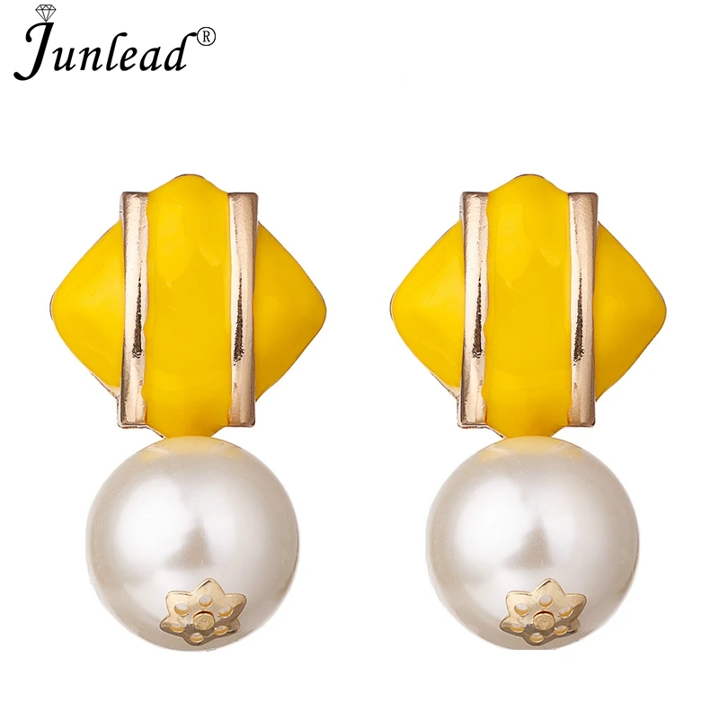 Женские серьги-капельки Junlead круглые желтые серьги из квадратного сплава с
