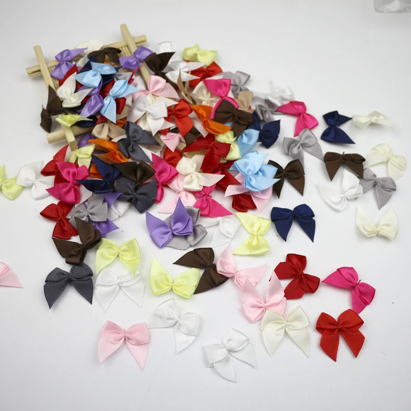100 шт. цвет атласные банты DIY Craft Supplie Свадебная вечеринка Декор подарочная упаковка Bowknots Вышивание головные уборы интимные аксессуары аппликации