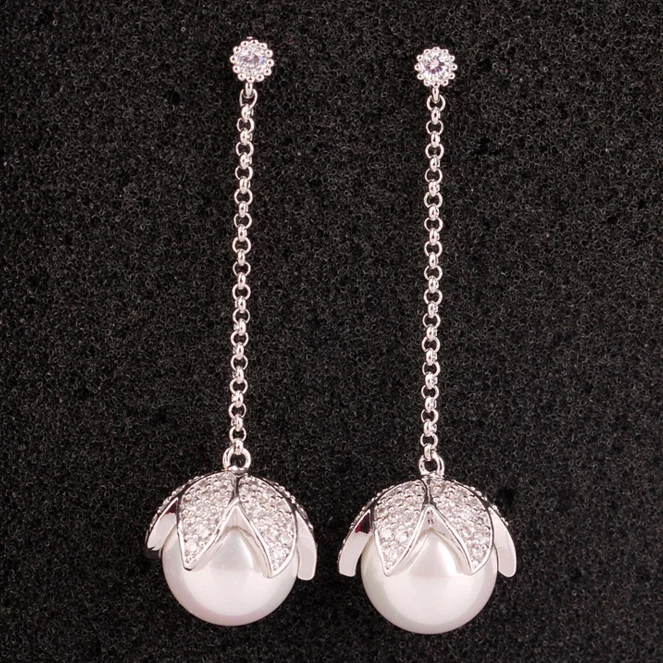 925 серьги Tremella длинные серьги-гвоздики из ракушки и жемчуга | Украшения
