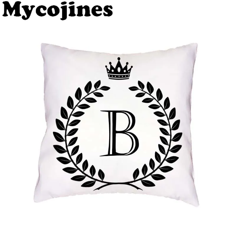 Простой белый чехол для подушки 26 Английских Букв однотонный фон корона дома