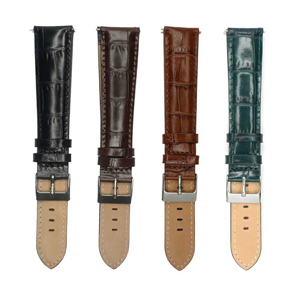 YQI Italian Genuine Leather Watch Band 18mm 20mm 22mm 24mm Strap Longer Black Brown Extra Long for Bigger Wrist | Наручные часы