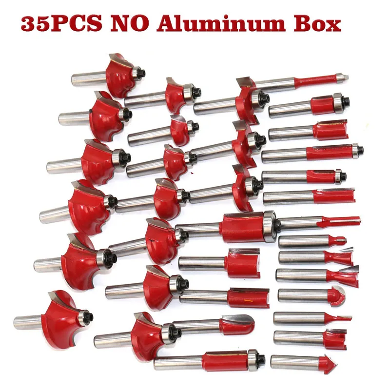 35pcs 8mm Router Bits Set Professional Shank Tungsten Carbide Bit Cutter With Wooden Case For Wood | Инструменты