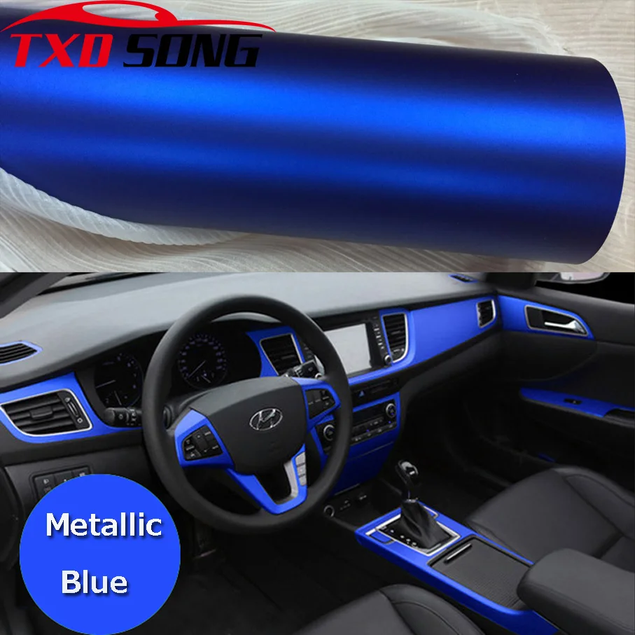 

50CM*200CM/Lot Blue Metallic Matt Vinyl wrap Car Wrap Chrome matte vinyl film blue Matt Film Vehicle Wrapping Sticker Foil
