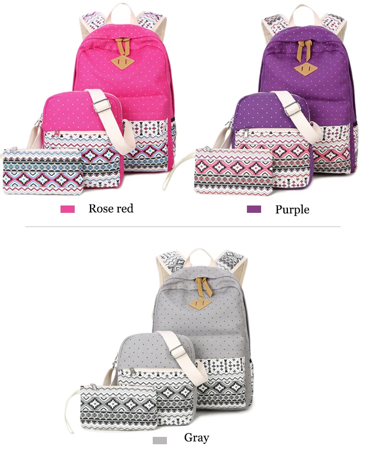 Горошек печати рюкзаки девушки школьный рюкзак crossbody сумки для женщин bookbag