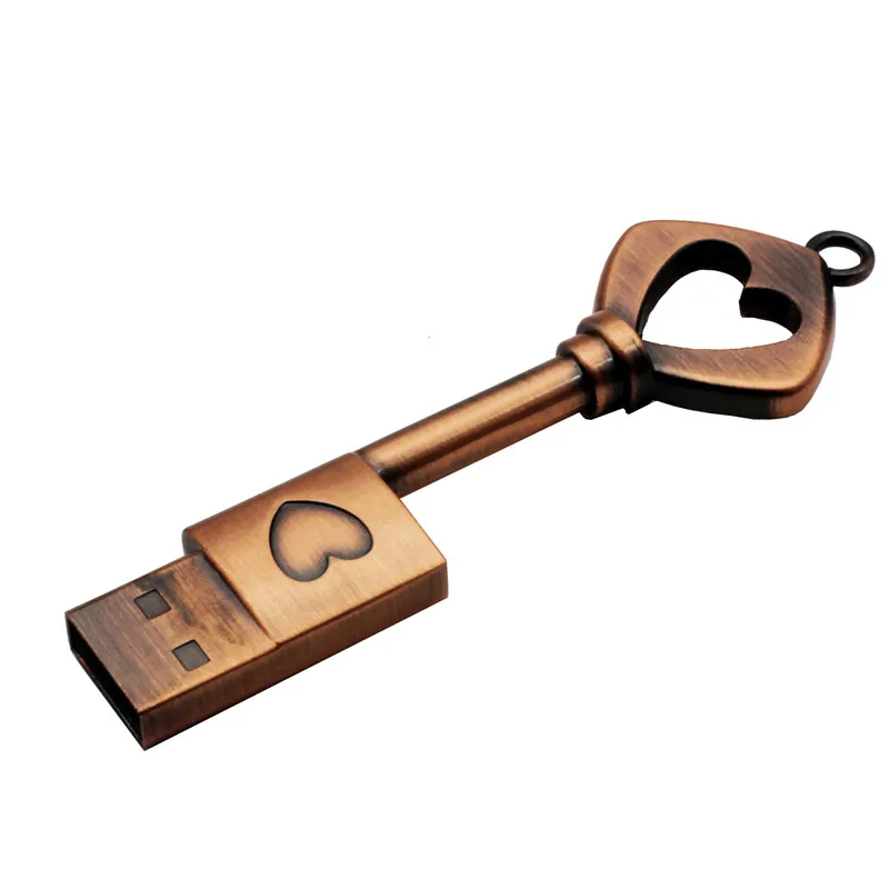 JASTER металлический сердечный ключ USB флеш-накопитель U диск в форме сердца медный ключ Флешка 4 ГБ 8 ГБ 16 ГБ 32 ГБ 64 ГБ Флешка карта памяти