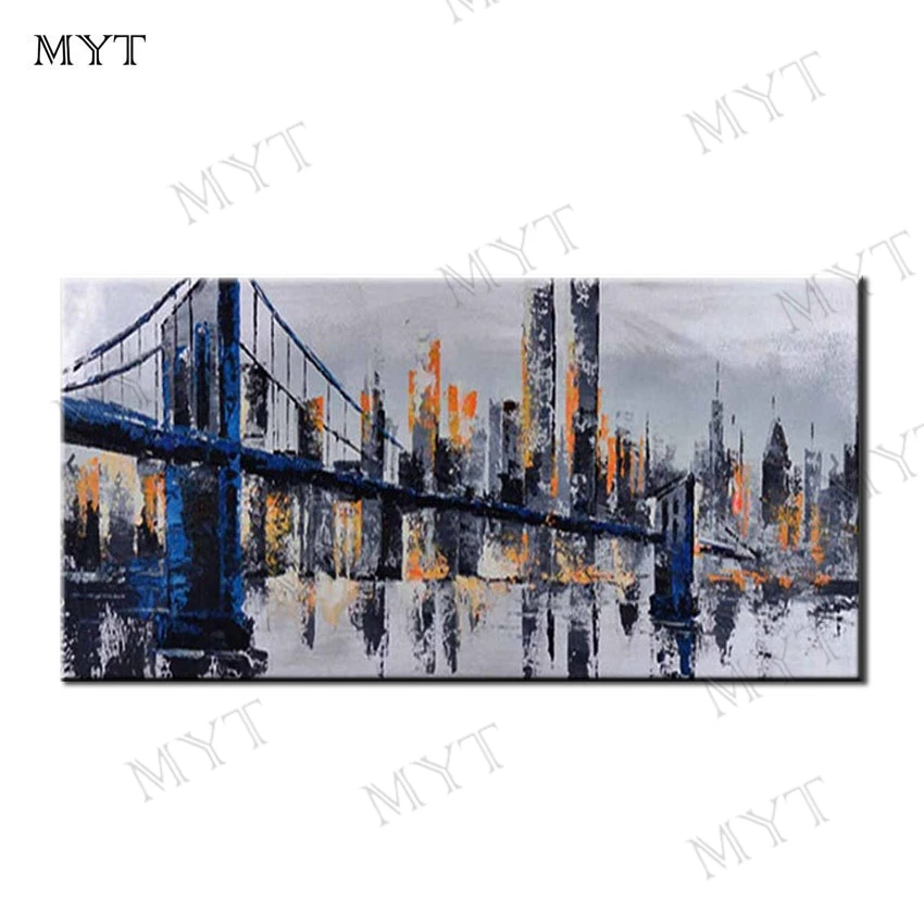 Бесплатная доставка Настенная картина MYT Long Bridge маслом на холсте ручной работы