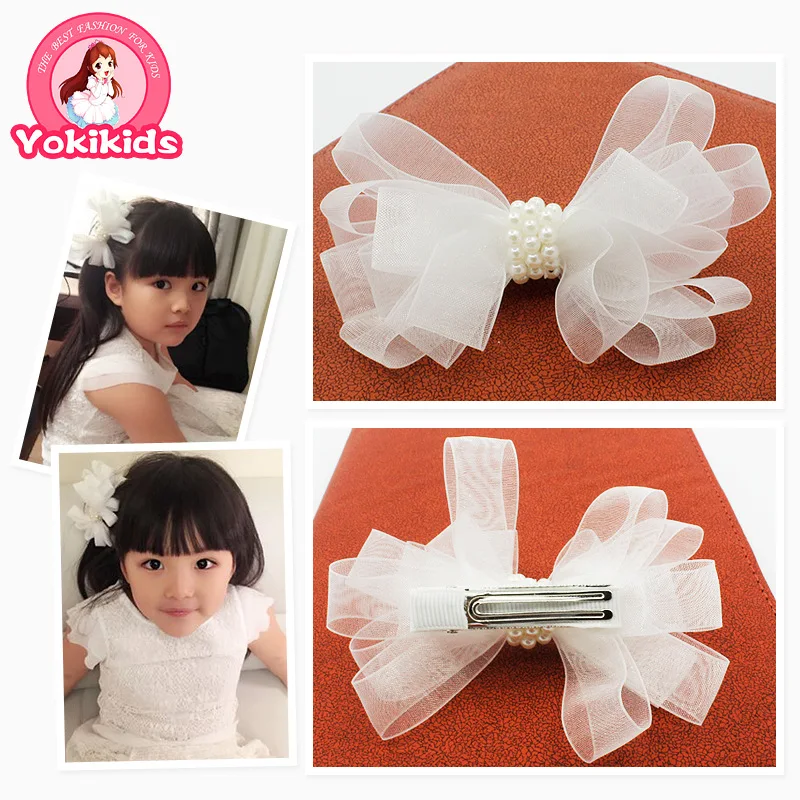 Children With A White Star Baby Hair Ribbon Pearl Jewelry Magazine Article Hairpin Acessorio Para Cabelo T | Детская одежда и