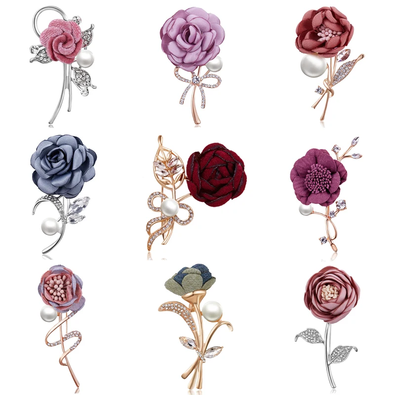 Женская Брошь с искусственным жемчугом брошь в форме цветка листьями и лацканами