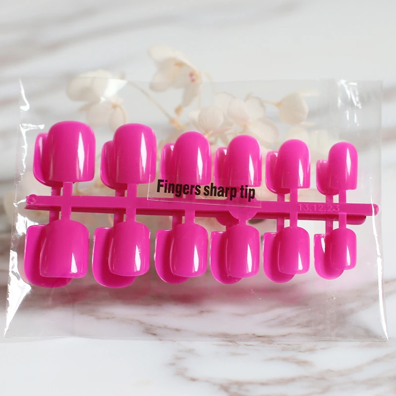 Яркие однотонные накладные ногти 24 шт. сексуальные розово красные конфеты