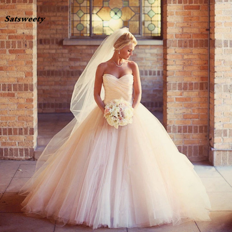 

2022 Vestidos De Novia Real Sample Ball Gown Luxury Sweetheart Tulle Bridal Gowns Puffy Champagne Dresses For Wedding