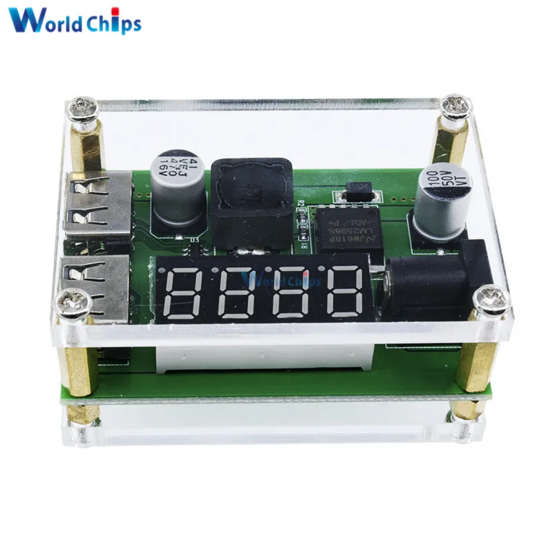 DC-DC 9V 12V 24V 36V to 5V 3A LED Digital Display Step Down Buck Module Voltage Voltmeter Dual USB Converter With Case for Car |