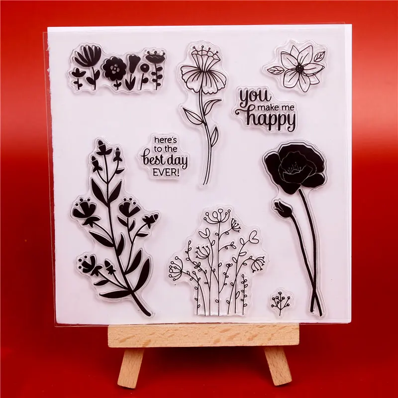 Buy 2019 new arrival Flowers Transparent Clear Stamps for DIY Scrapbooking Card Making diy photo album Decorative Supplies on