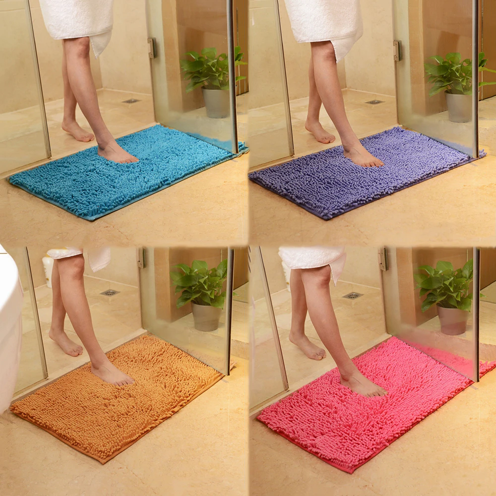

1pc 40*60cm Colorful Bath Mat Anti Slip Super Absorbent Bathroom Carpet Toilet Kitchen Floor Feet Pad Living Room Doormat