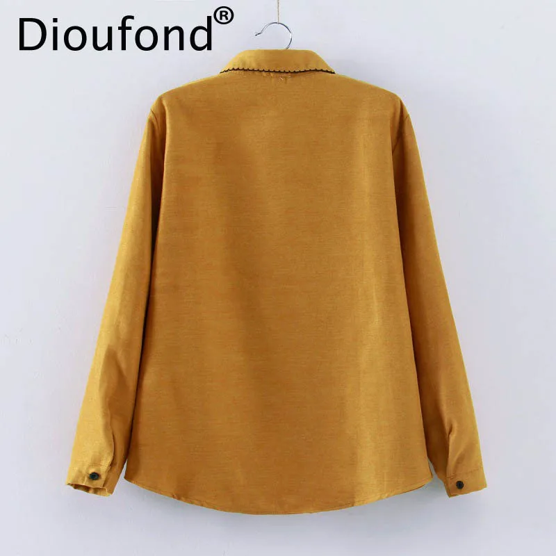 Dioufond Turn Down Collar Female Tops White Tassel Preppy Style Blouse Long Sleeve Shirt Solid Women Fashion Blouses 2018 Spring |