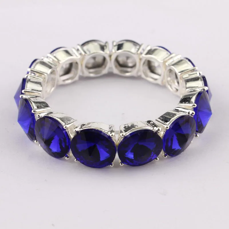Silver Royal Blue ZWPON новые эластичные призматические кристаллы точечные браслеты для женщин трендовые Золотые Регулируемые вдохновляющие браслеты ювелирные изделия - Окраска металла: Silver Royal Blue