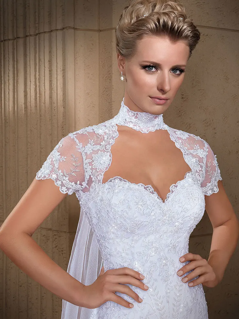 Vestido де noiva Изящные Новый Длинные Свадебные Платья 2017 С Курткой Коротким Рукавом