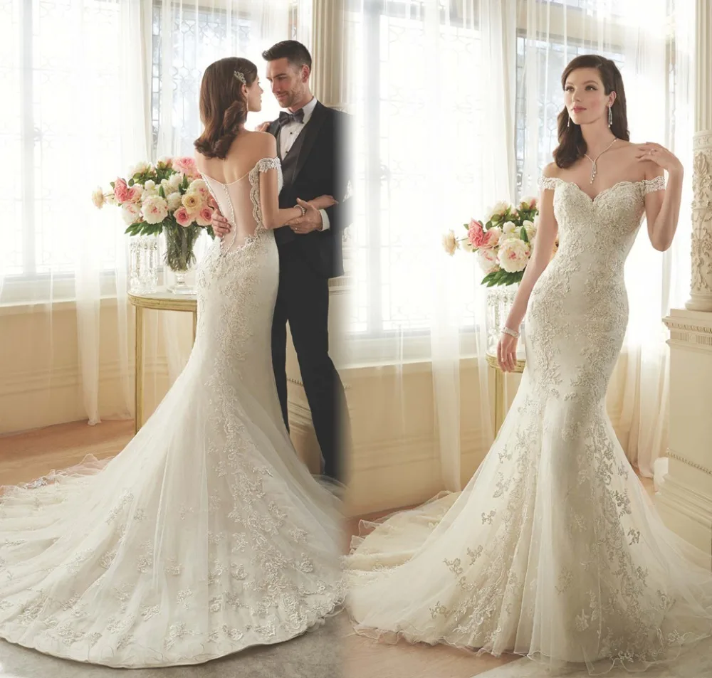 Новинка 2017 года пикантные Дизайн свадебное платье с открытыми плечами Полное