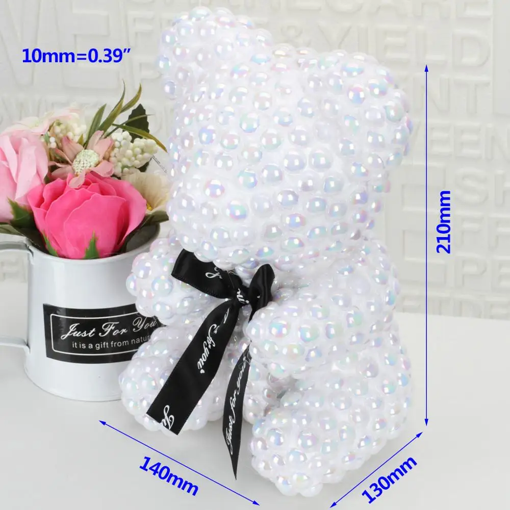 

21cm Foam Bear Modeling Imitation Pearl Handmade Craft Gift Christmas Valentine's Day Wedding Home Decoration