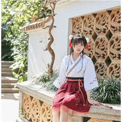Улучшенная женская повседневная юбка Hanfu летний костюм для студентов |