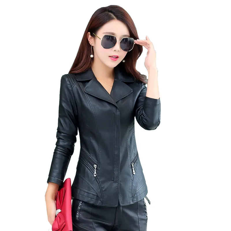 

Plus Size 4XL Wine Red Slim Faux Womens Leather Jackets And Coats 2020 Spring Autumn Womes PU Leather Jackets Outwear Female