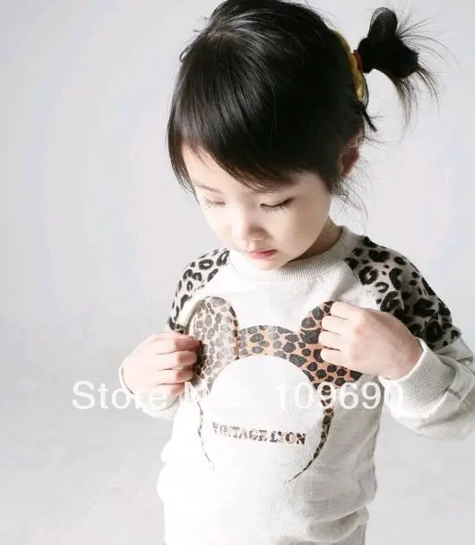 Good News!Free shipping ! Brown mickey mouse head pattern handsomely beautiful kids long sleeve tshirt 5pcs/lot | Мать и ребенок