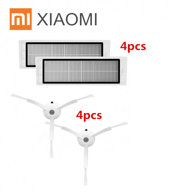 8 шт./лот подходит для Xiaomi Mi Запчасти робота пылесоса 4 шт. фильтр + боковая щетка|side