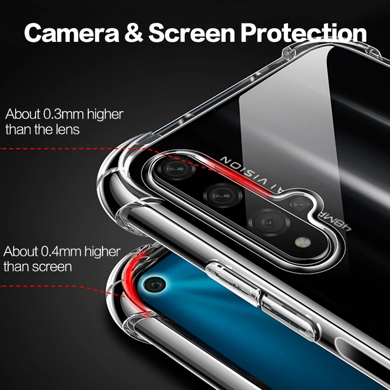 Чехол для huawei Honor 20 защита подушка безопасности мягкая прозрачная задняя крышка