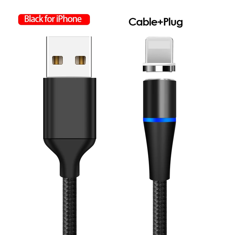 Black For iPhone Магнитный кабель 3A Micro Usb кабель для быстрой зарядки телефона Usb кабель для передачи данных type-C магнитное зарядное устройство Usb-c для iPhone huawei xiaomi - Цвет: Black For iPhone