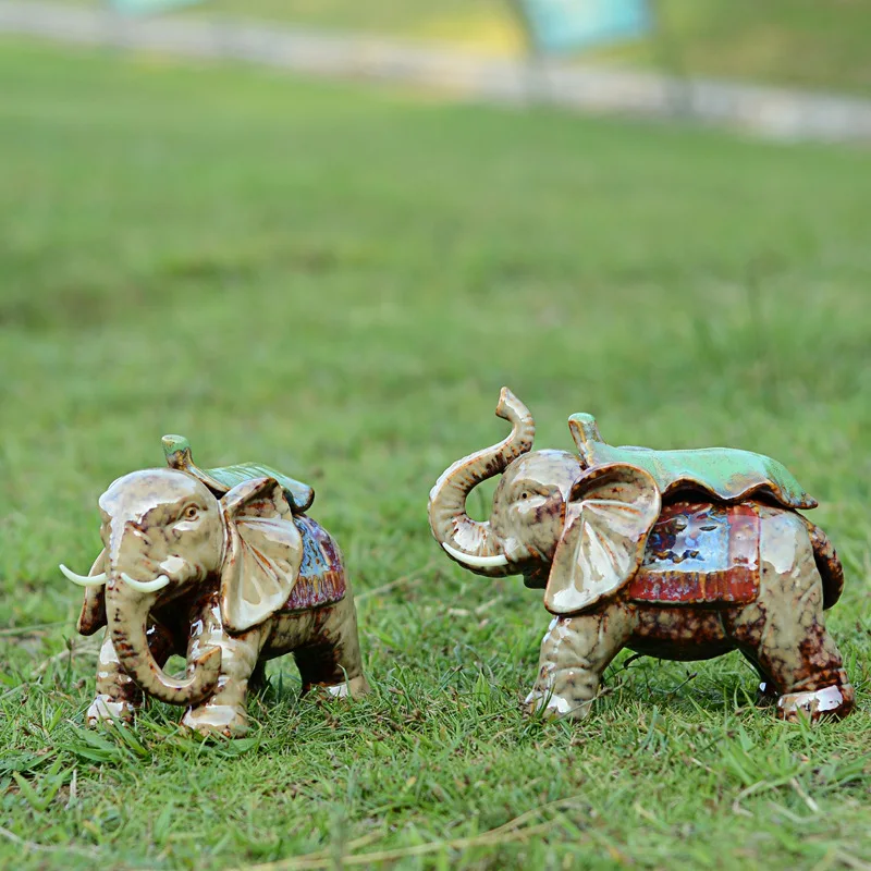 Decorative Figurines Animal Elephant Statue Ceramics Craft Garden Ornaments Home Decoration Accessories | Дом и сад