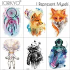 IORIKYO Акварельная племенная лиса временная татуировка наклейки Ловца снов Женская рукоятка подвеска в виде космонавта и планеты Водонепроницаемая Татуировка Spacemen Tatoo