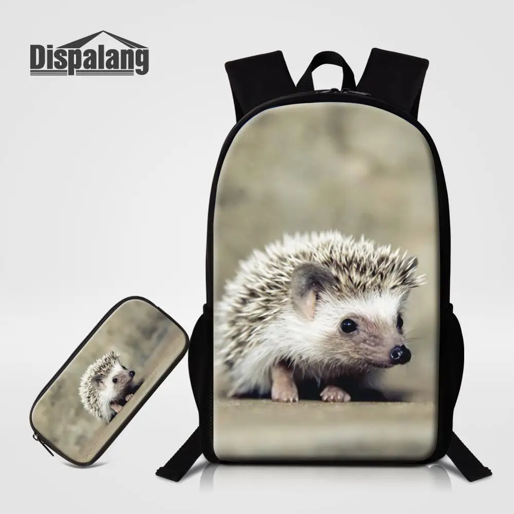Dispalang 3D печать рюкзак с ежом в школу 2 шт. набор рюкзаки с карандашом сумка Детский Повседневный рюкзак для мальчиков и девочек Bookbags - Цвет: 2 PCS Set11