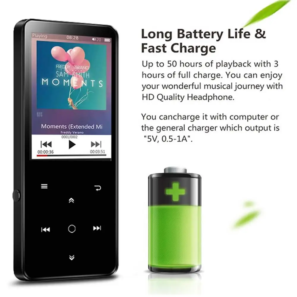 HiFi Качество Звука Bluetooth 4,0 MP3 плеер 16 Гб металл 2,4 дюймов Большой HD экран Поддержка динамик, fm-радио музыка, рекордер, SD карта