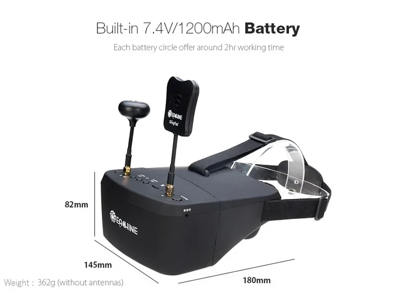 Eachine EV800D 5,8G 40CH разнообразие FPV очки 5 дюймов 800*480 видео гарнитура HD DVR встроенный аккумулятор для RC моделей FPV