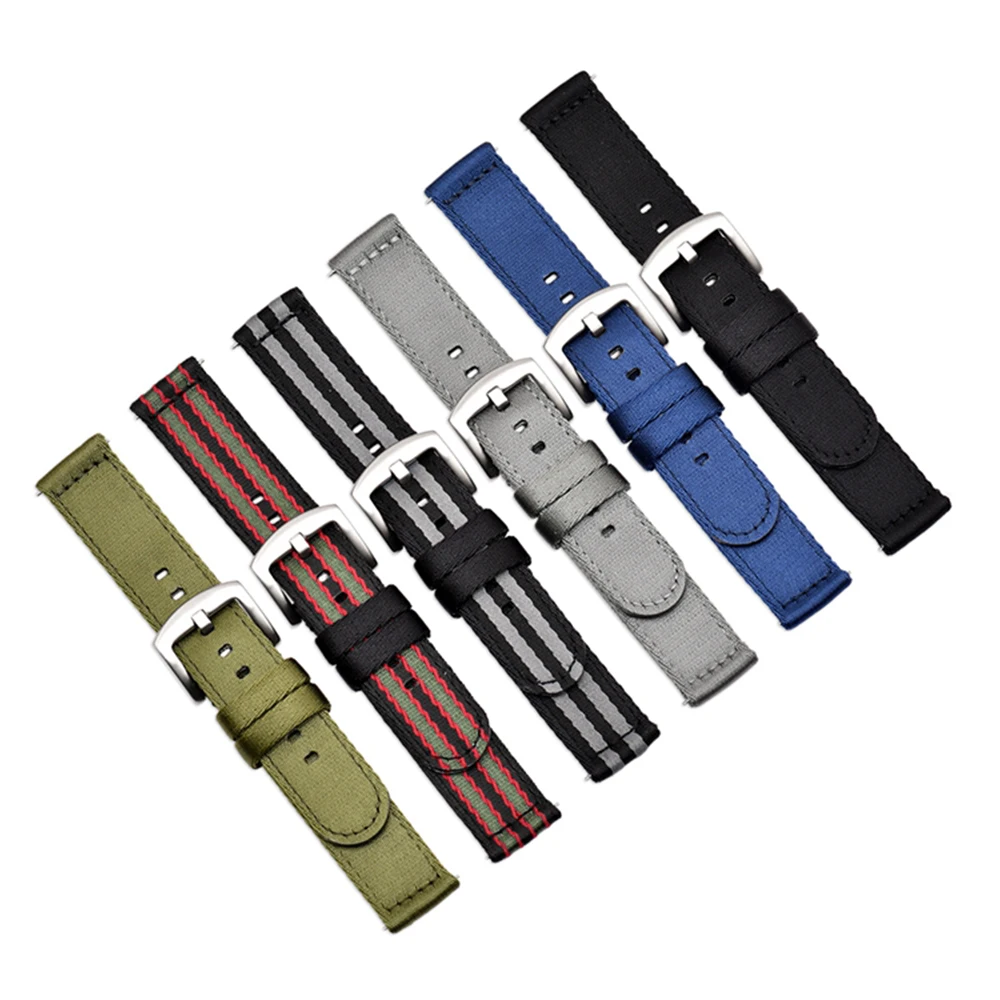 BEAFIRY Breathable Woven Nylon  Watch Band 18mm 20mm 22mm 24mm Lightweight  Canvas Watch  Straps Watchbands Sports