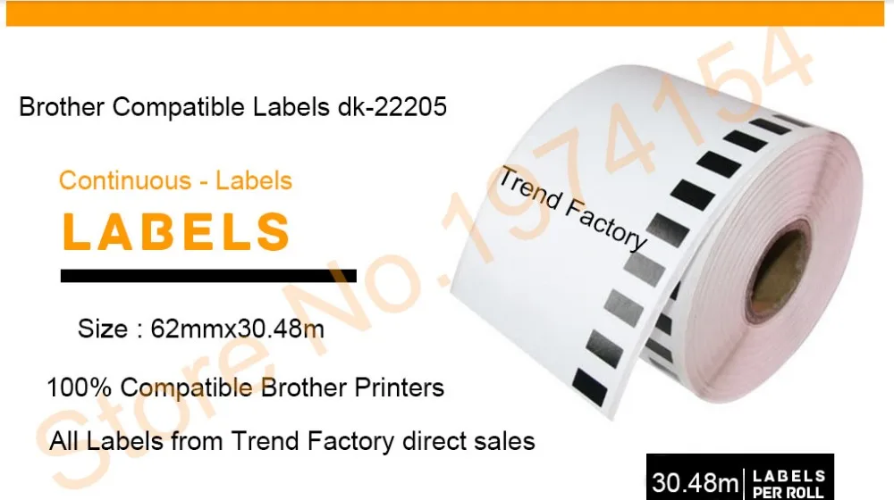 8 х Rolls whosale самая низкая цена Непрерывная Бумага Brother Совместимые Этикетки DK 22205 2205