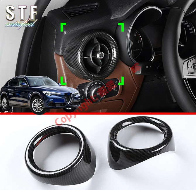 

Carbon Fiber Style Interior Air-Condition Vent Outlet Cover Trim For Alfa Romeo Stelvio 2017 2018 2019