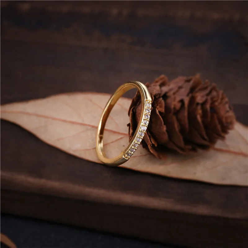 ROXI ROMAD Brand Yellow Gold Color AAAAA Cubic Zirconia Crystal Ring For Women Round Luxury Wedding Jewelry Party Gift | Украшения и